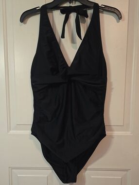 Black Halter One-Piece Swimsuit - Women Swim